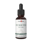 Flaske med Pet Routine til katte med Formula Swiss-logo på hvid baggrund